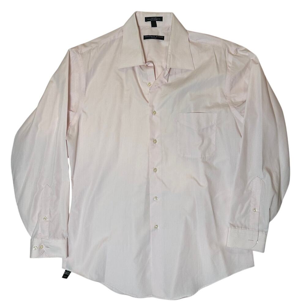 Geoffery Beene Long Sleeve Fitted Button Up Light Pink Shirt sz XL